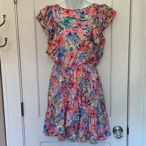 Flying Tomato size M floral dress with ruffle detail